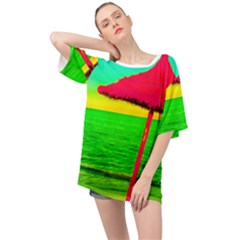 Pop Art Beach Umbrella Oversized Chiffon Top by essentialimage