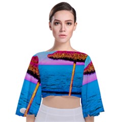 Pop Art Beach Umbrella  Tie Back Butterfly Sleeve Chiffon Top by essentialimage