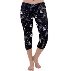 Funny Fish Skeleton Capri Yoga Leggings by trulycreative