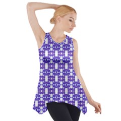Purple  White  Abstract Pattern Side Drop Tank Tunic by BrightVibesDesign