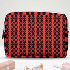 Circles Lines Black Orange Make Up Pouch (medium) by BrightVibesDesign