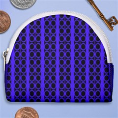 Circles Lines Black Blue Horseshoe Style Canvas Pouch by BrightVibesDesign