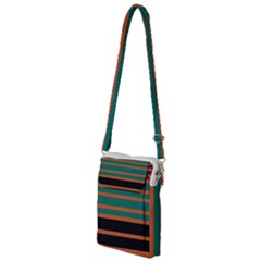 Black Stripes Orange Brown Teal Multi Function Travel Bag by BrightVibesDesign