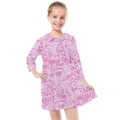 Coffee Pink Kids  Quarter Sleeve Shirt Dress by Amoreluxe