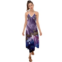 Wonderful Floral Design Halter Tie Back Dress  by FantasyWorld7