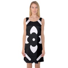Pattern Flower Black Sleeveless Satin Nightdress by HermanTelo