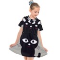 Cat Pet Cute Black Animal Kids  Short Sleeve Shirt Dress View1