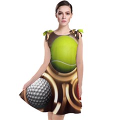 Sport Ball Tennis Golf Football Tie Up Tunic Dress by HermanTelo