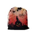 Funny Halloween Design, Cat, Pumpkin And Witch Drawstring Pouch (Large) View2