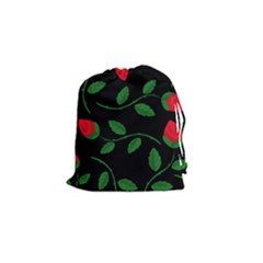 Roses Flowers Spring Flower Nature Drawstring Pouch (small) by HermanTelo