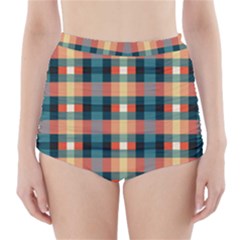 Texture Red High-waisted Bikini Bottoms by HermanTelo