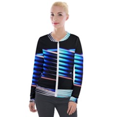 Motion Line Illustrations Velour Zip Up Jacket by HermanTelo