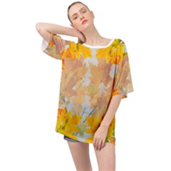 Autumn Maple Leaves, Floral Art Oversized Chiffon Top by picsaspassion