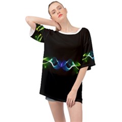 Colorful Neon Art Light Rays, Rainbow Colors Oversized Chiffon Top by picsaspassion