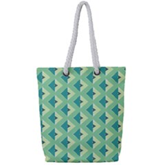 Background Chevron Green Full Print Rope Handle Tote (small) by HermanTelo