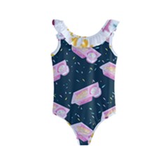 1 Arnold Dunkaroos Funfetti Print Dark Blue 1 Kids  Frill Swimsuit by elizabethjonesstyling