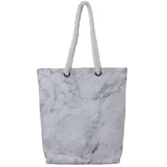 White Marble Texture Floor Background With Dark Gray Grey Texture Greek Marble Print Luxuous Real Marble Full Print Rope Handle Tote (small) by genx