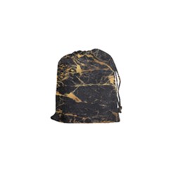 Black Marble Texture With Gold Veins Floor Background Print Luxuous Real Marble Drawstring Pouch (xs) by genx