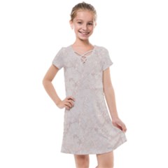Pink Marble Beige Texture Floor Background With Shinny Pink Veins Greek Marble Print Luxuous Real Marble  Kids  Cross Web Dress by genx