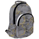 Marble neon retro light gray with gold yellow veins texture floor background retro neon 80s style neon colors print luxuous real marble Rounded Multi Pocket Backpack View2