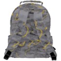 Marble neon retro light gray with gold yellow veins texture floor background retro neon 80s style neon colors print luxuous real marble Rounded Multi Pocket Backpack View3