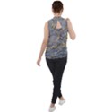 Marble neon retro light gray with gold yellow veins texture floor background retro neon 80s style neon colors print luxuous real marble Mock Neck Chiffon Sleeveless Top View2