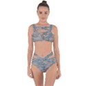 Marble light gray with bright cyan blue veins texture floor background retro neon 80s style neon colors print luxuous real marble Bandaged Up Bikini Set  View1