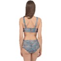 Marble light gray with bright cyan blue veins texture floor background retro neon 80s style neon colors print luxuous real marble Cage Up Bikini Set View2