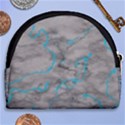 Marble light gray with bright cyan blue veins texture floor background retro neon 80s style neon colors print luxuous real marble Horseshoe Style Canvas Pouch View2
