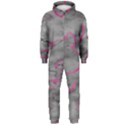 Marble light gray with bright magenta pink veins texture floor background retro neon 80s style neon colors print luxuous real marble Hooded Jumpsuit (Men)  View1