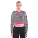 Marble light gray with bright magenta pink veins texture floor background retro neon 80s style neon colors print luxuous real marble Cropped Sweatshirt View1