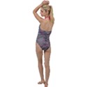 Marble light gray with bright magenta pink veins texture floor background retro neon 80s style neon colors print luxuous real marble Go with the Flow One Piece Swimsuit View2