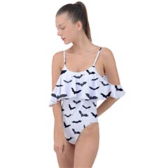 Bats Pattern Drape Piece Swimsuit by Sobalvarro