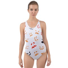 Pumpkin Faces Pattern Cut-out Back One Piece Swimsuit by Sobalvarro