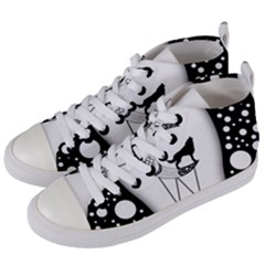 Wonderful Moon With Black Wolf Women s Mid-top Canvas Sneakers by FantasyWorld7