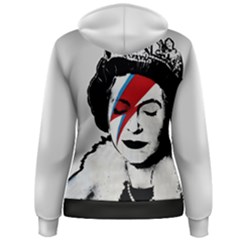 Banksy Graffiti Uk England God Save The Queen Elisabeth With David Bowie Rockband Face Makeup Ziggy Stardust Women s Pullover Hoodie by snek