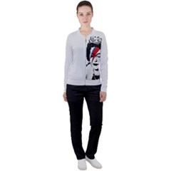 Banksy Graffiti Uk England God Save The Queen Elisabeth With David Bowie Rockband Face Makeup Ziggy Stardust Casual Jacket And Pants Set by snek