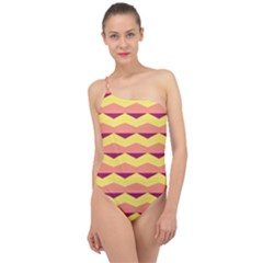 Background Colorful Chevron Classic One Shoulder Swimsuit by HermanTelo