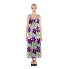 Purple Flower Sleeveless Maxi Dress by HermanTelo