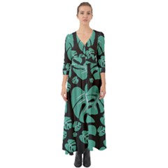 Leaves Button Up Boho Maxi Dress by Sobalvarro