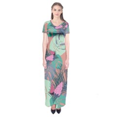 Leaves Short Sleeve Maxi Dress by Sobalvarro