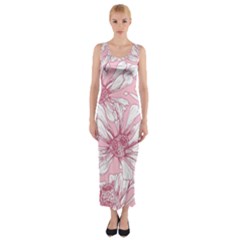 Pink Flowers Fitted Maxi Dress by Sobalvarro
