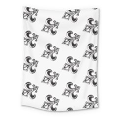 French France Fleur De Lys Metal Pattern Black And White Antique Vintage Medium Tapestry by Quebec