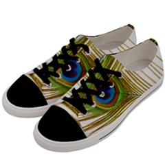 Peacock Feather Plumage Colorful Men s Low Top Canvas Sneakers by Sapixe