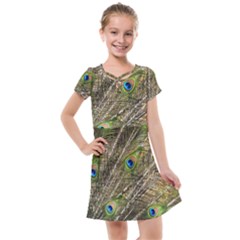 Peacock Feathers Color Plumage Green Kids  Cross Web Dress by Sapixe