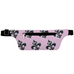 French France Fleur De Lys Metal Pattern Black And White Antique Vintage Pink And Black Rocker Active Waist Bag by Quebec