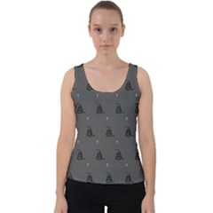 Gadsden Flag Don t Tread On Me Black And Gray Snake And Metal Gothic Crosses Velvet Tank Top by snek