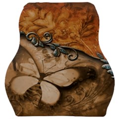 Wonderful Floral Design With Butterflies Car Seat Velour Cushion  by FantasyWorld7