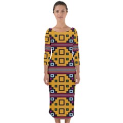Squares                                                  Quarter Sleeve Midi Bodycon Dress by LalyLauraFLM