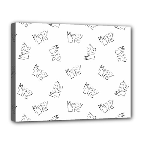 Messy Life Phrase Motif Typographic Pattern Canvas 14  X 11  (stretched) by dflcprintsclothing